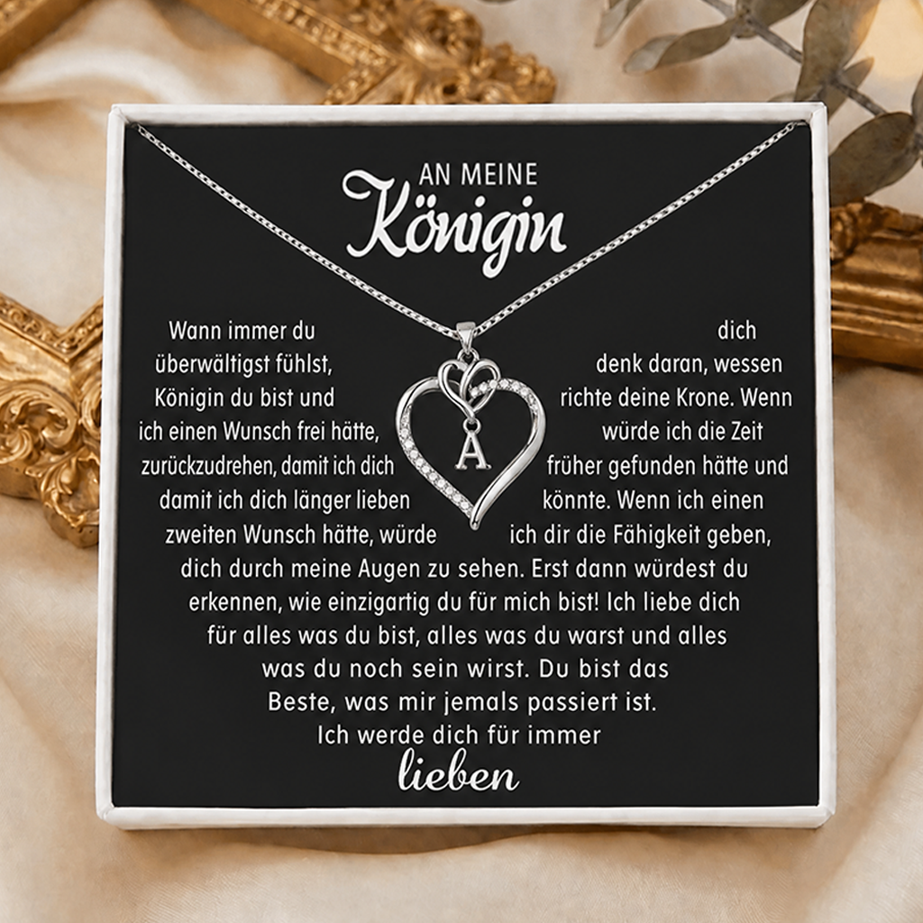 An meine Königin – Herzanhänger mit Initialen als Zeichen deiner Liebe