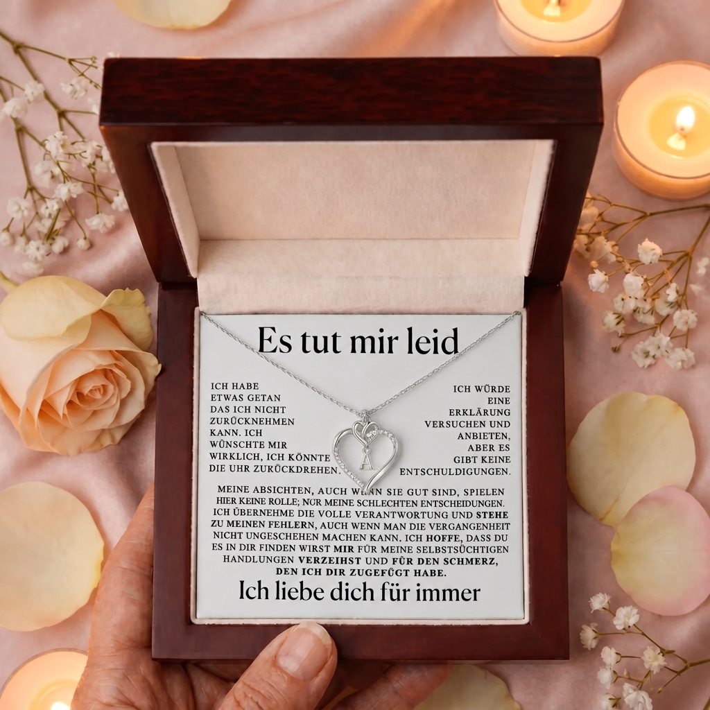 Entschuldigungsgeschenk für sie – Herzanhänger mit Initialen für deine Liebste