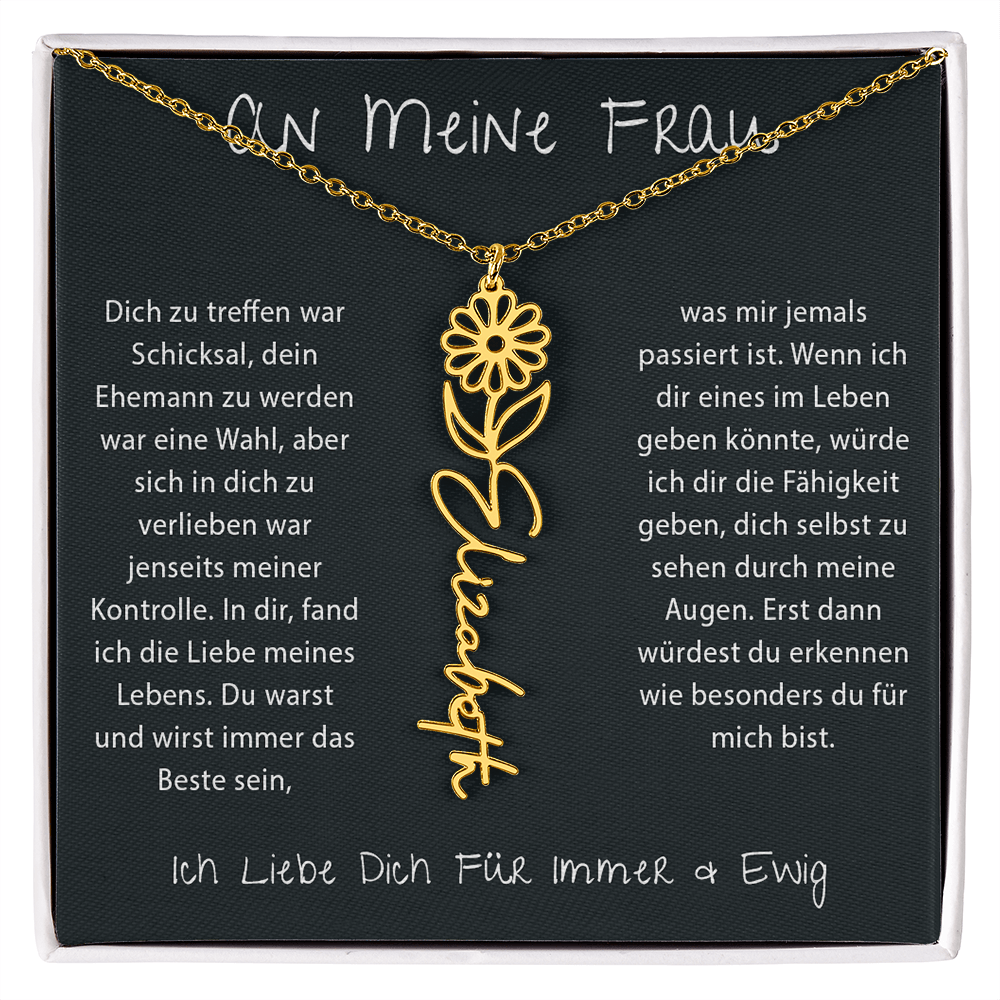 An meine Frau – Geburtsblumen-Namenskette