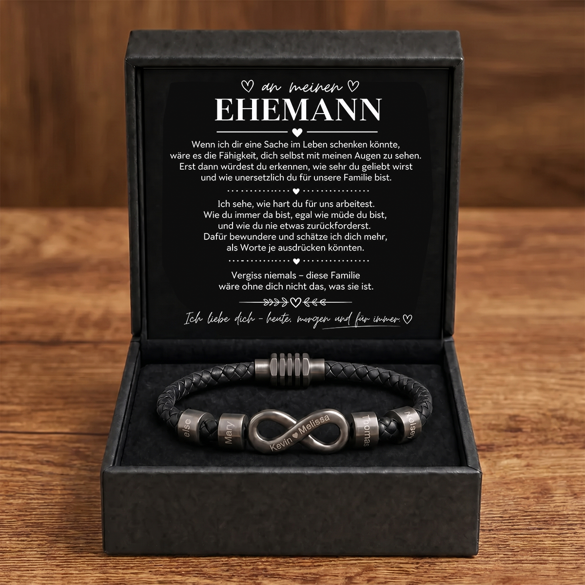 An meinen Ehemann – Personalisiertes Armband mit Familiennamen