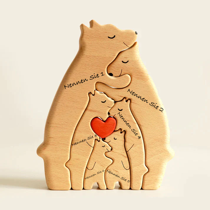 Holzbären - Personalisiertes Familienpuzzle-Dekor