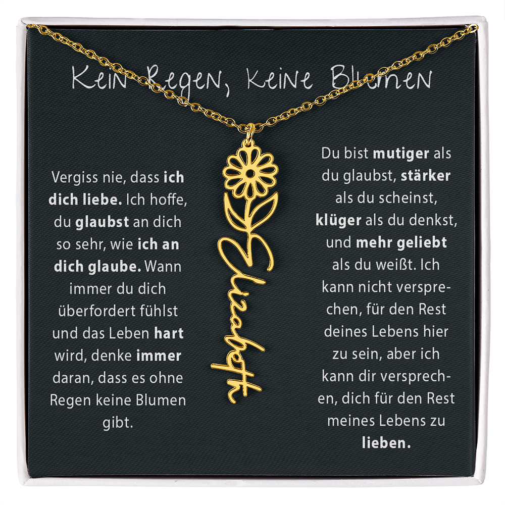 Vergiss nie, dass ich dich liebe – Geburtsblumen-Namenskette
