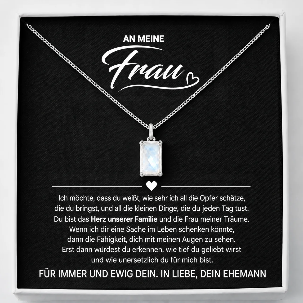 An meine Frau – Mondstein Anhänger Halskette