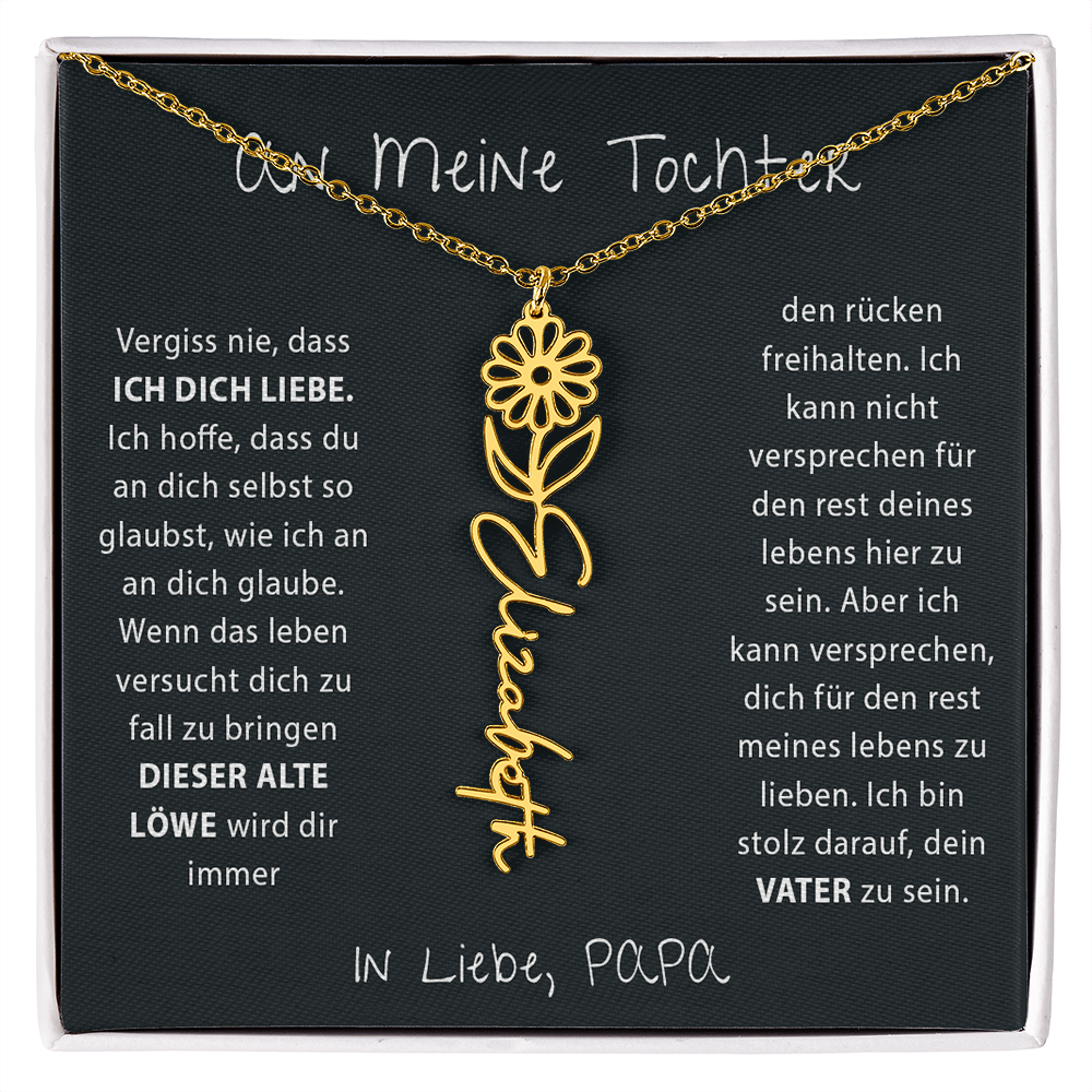 An meine Tochter – Niemals vergessen – Geburtsblumen-Namenskette