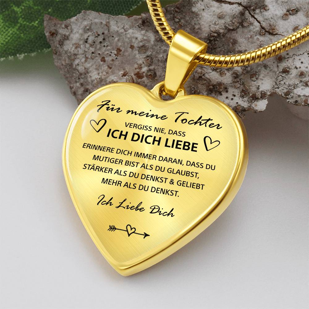 An meine Tochter – "Vergiss nie, dass ich dich liebe“, Herzkette - Gold