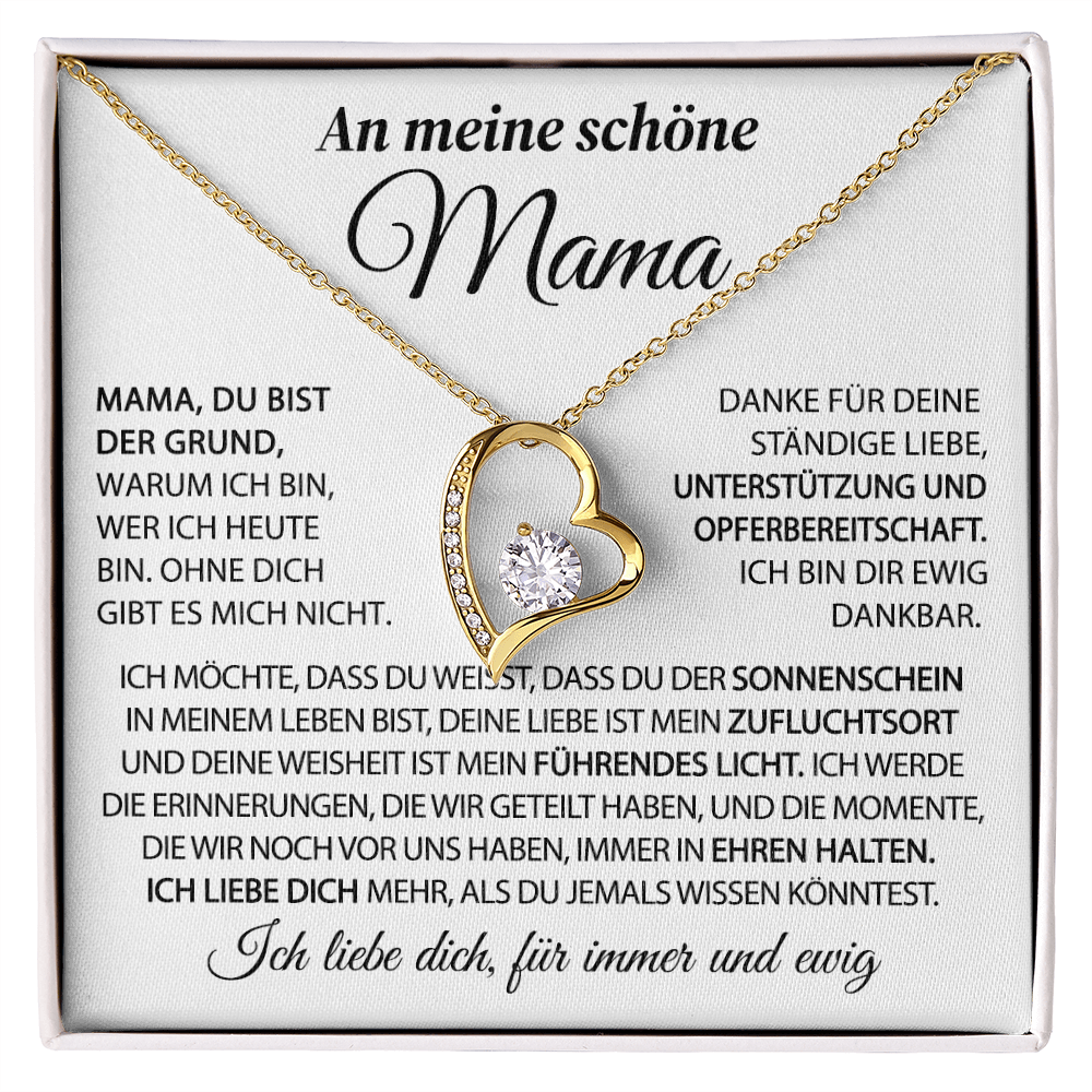 An meine schöne Mama – Der Sonnenschein in meinem Leben – Herz-Halskette