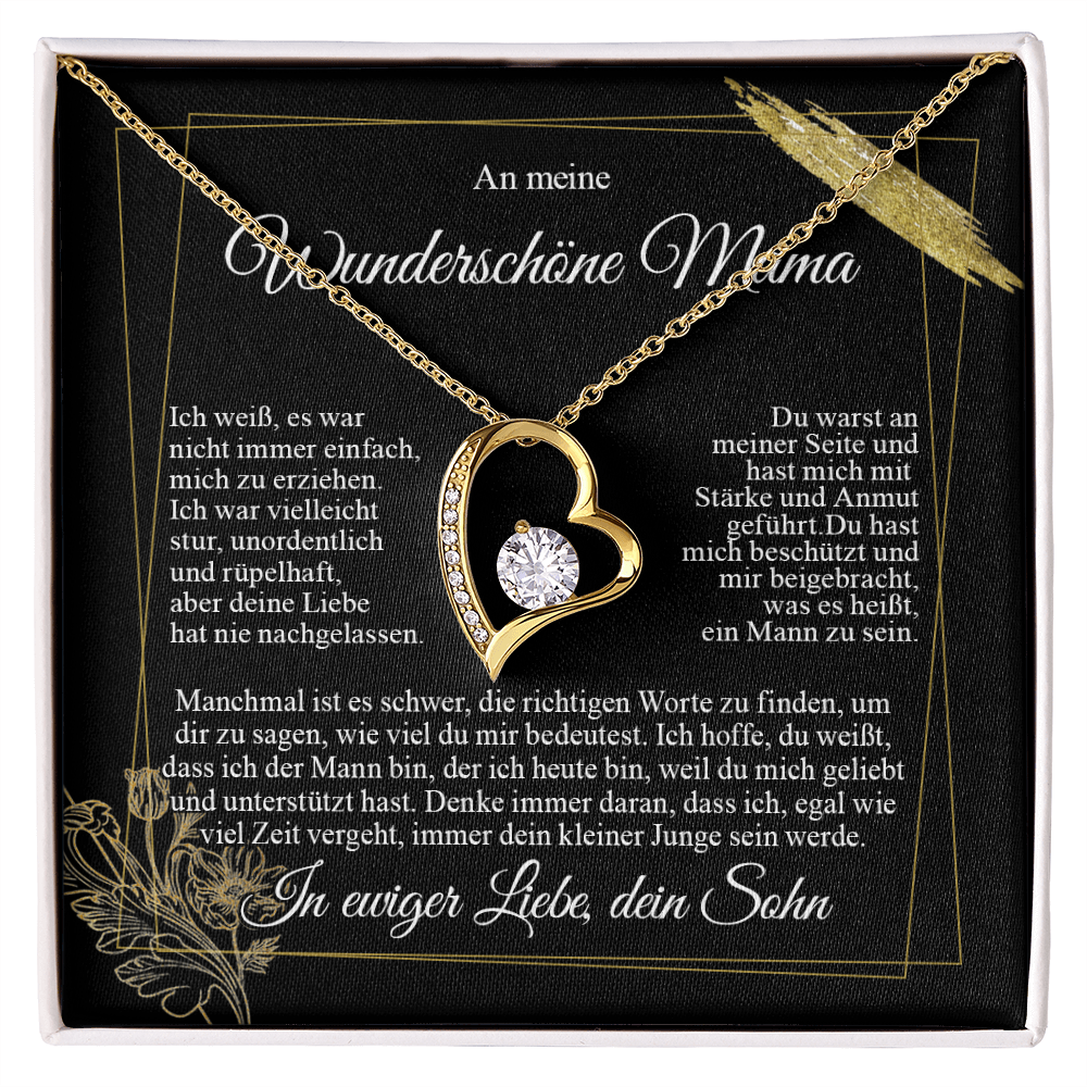 An meine Mama – Ich liebe dich vom Sohn – Herz-Halskette