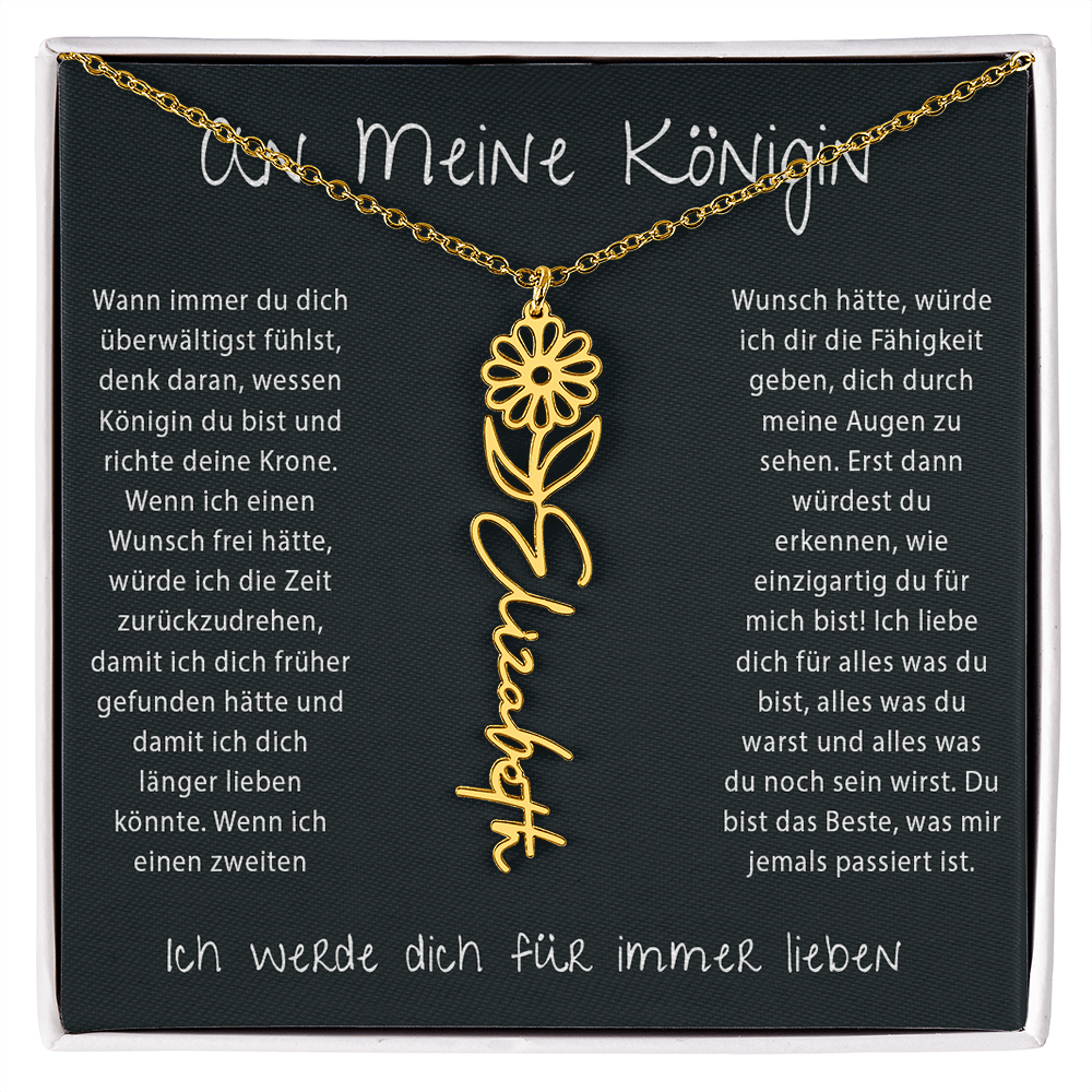 An meine Königin – Geburtsblumen-Namenskette