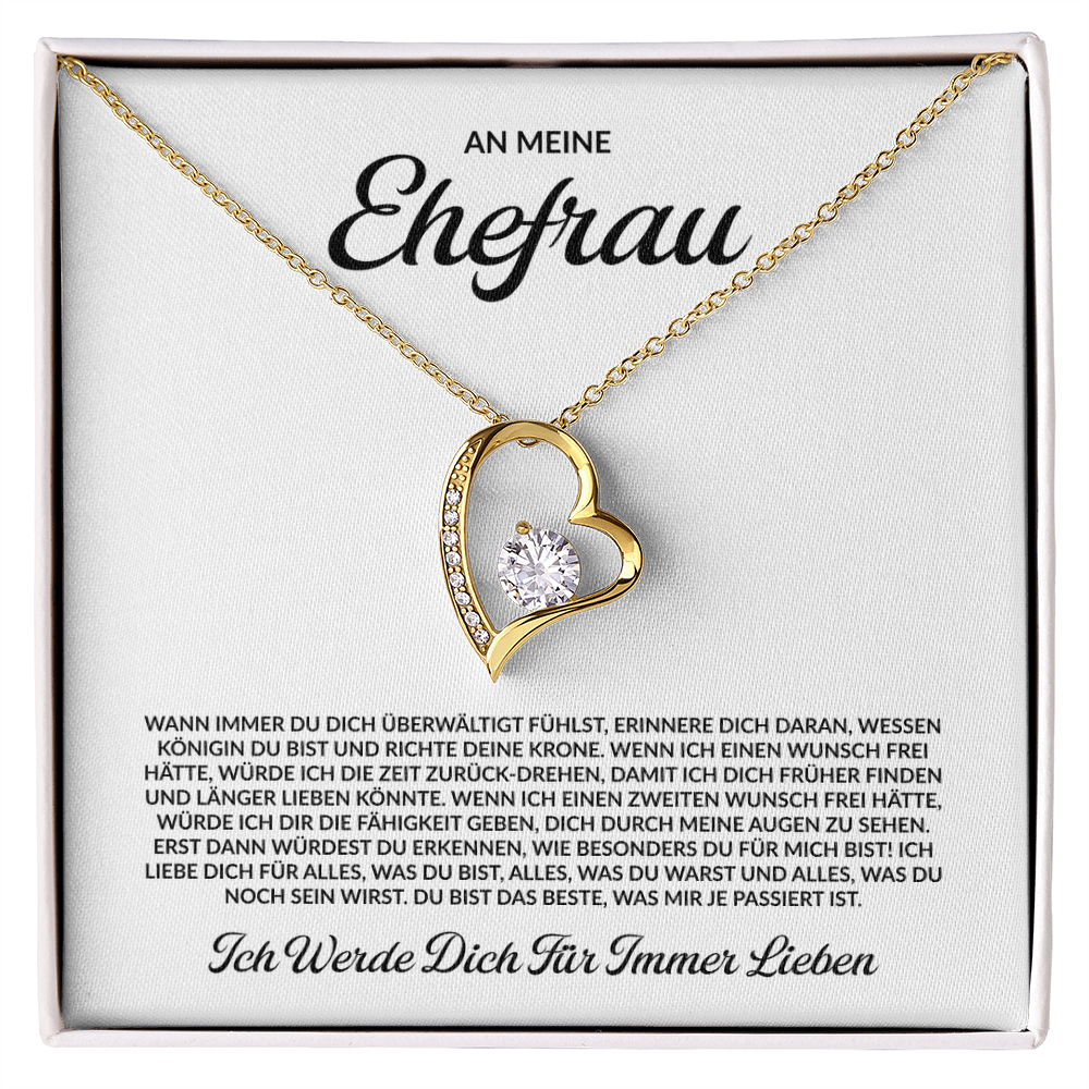 An meine Ehefrau – Ich habe diese Halskette umarmt, halte sie fest, um mich daran zu erinnern, dass ich immer bei dir bin