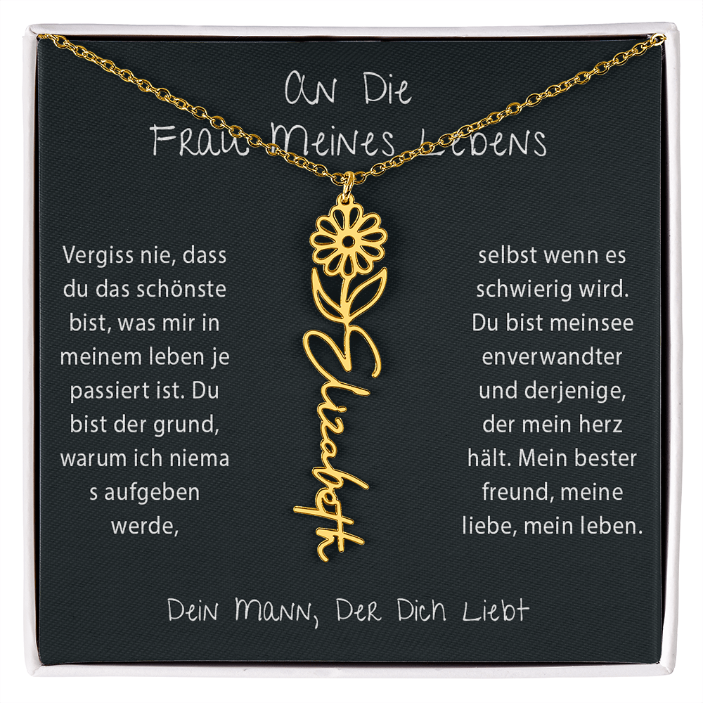 An die Liebe meines Lebens – Geburtsblumen-Namenskette