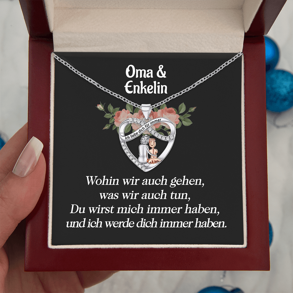 An meine Enkelin – Du wirst mich immer an deiner Seite haben – Herz-Halskette