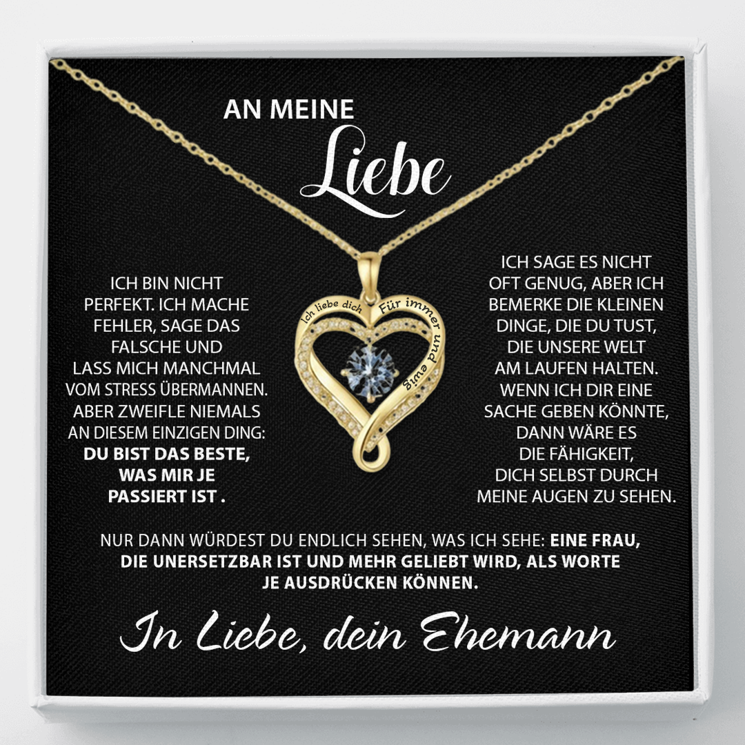 An meine Liebe – Halskette mit ineinander verschlungenen Herzen