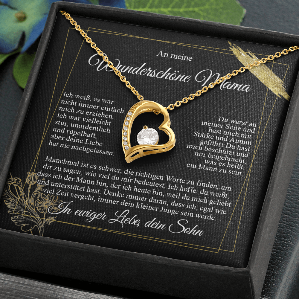 An meine Mama – Ich liebe dich vom Sohn – Herz-Halskette