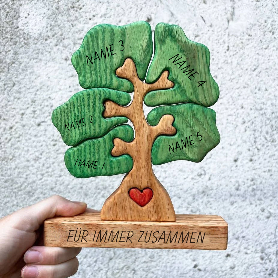 Holz-Weihnachtsbaum - personalisiertes Familien-Puzzle-Dekor