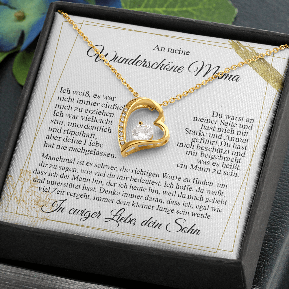 An meine Mama – Ich liebe dich Herz-Halskette