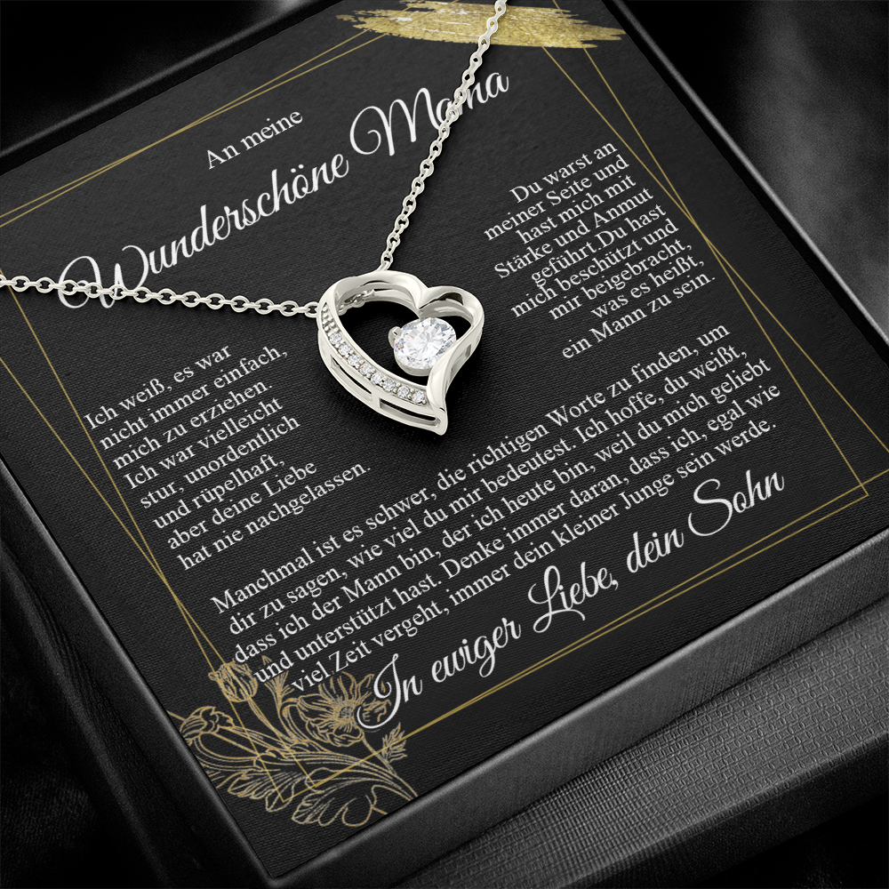 An meine Mama – Ich liebe dich vom Sohn – Herz-Halskette