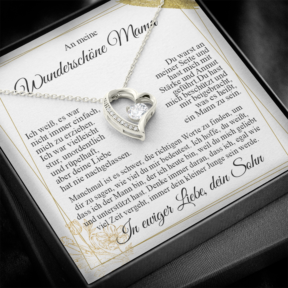 An meine Mama – Ich liebe dich Herz-Halskette