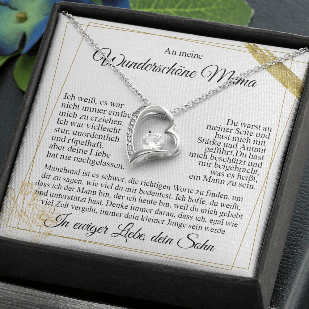 An meine Mama – Ich liebe dich Herz-Halskette