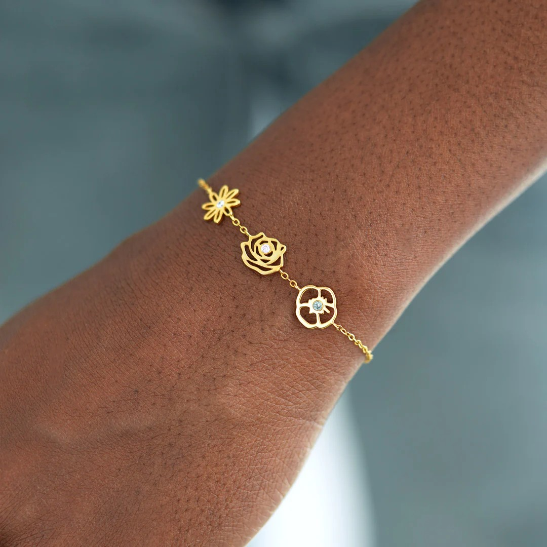 Geburtsblumenarmband - Geschenk für Tochter - Ehefrau - Mama