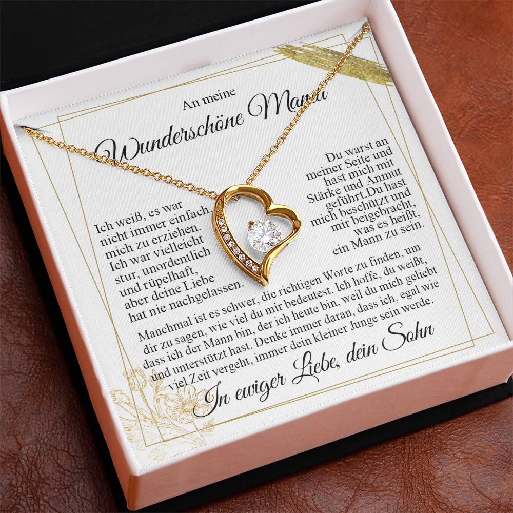 An meine Mama – Ich liebe dich Herz-Halskette