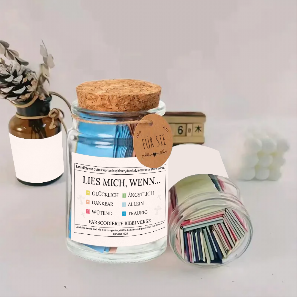 Handgemachtes 90-Tage-Bibelversglas