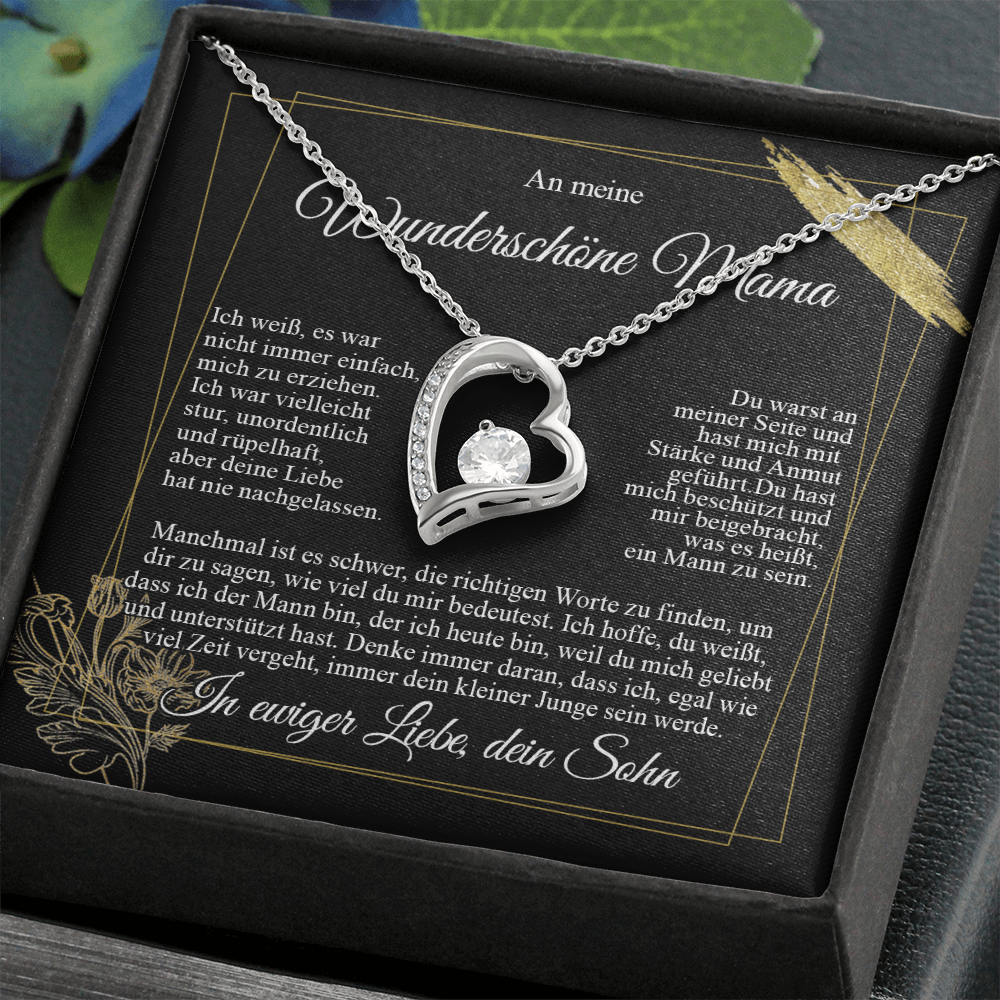 An meine Mama – Ich liebe dich vom Sohn – Herz-Halskette