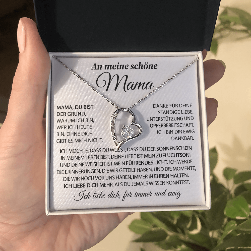 An meine schöne Mama – Der Sonnenschein in meinem Leben – Herz-Halskette