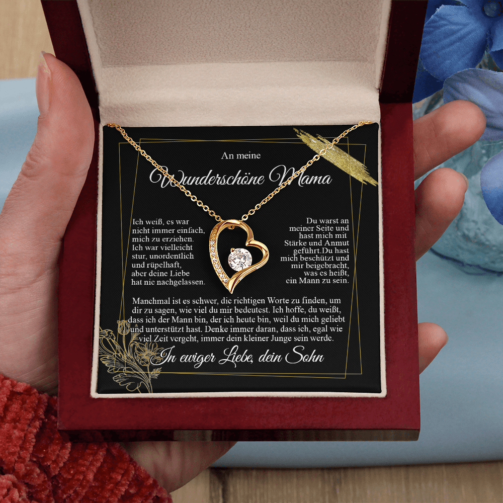 An meine Mama – Ich liebe dich vom Sohn – Herz-Halskette