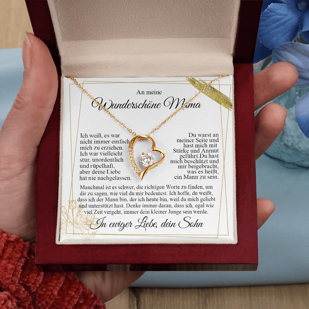An meine Mama – Ich liebe dich Herz-Halskette