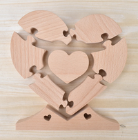 Holzherzen – Familien-Puzzle-Dekoration