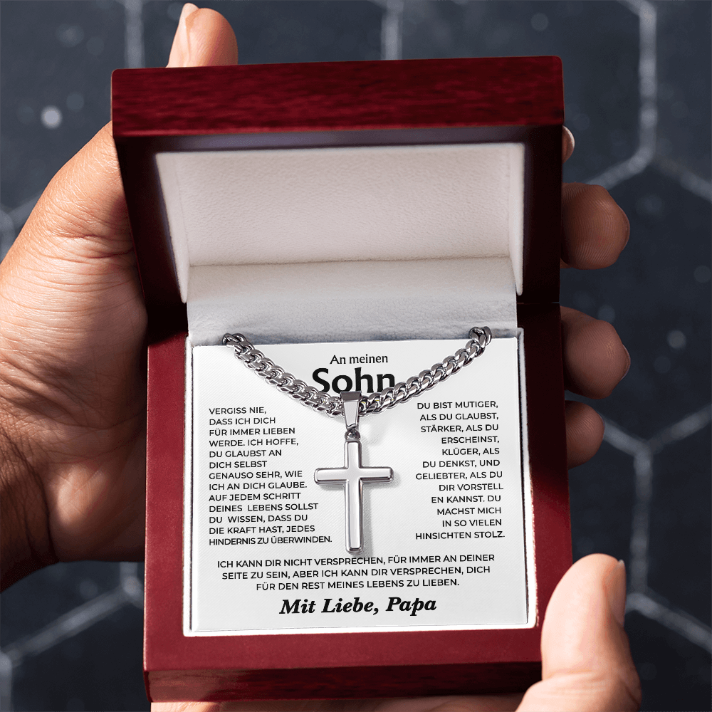 An meinen Sohn – Liebe dich für immer von Papa – Kreuz-Halskette