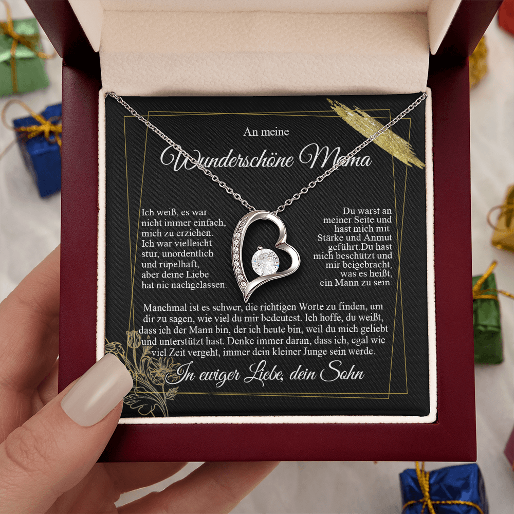An meine Mama – Ich liebe dich vom Sohn – Herz-Halskette