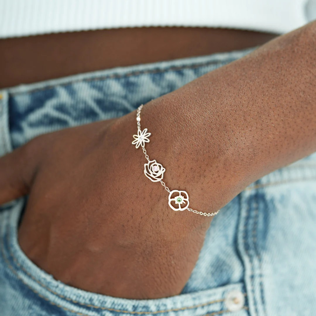 Geburtsblumenarmband - Geschenk für Tochter - Ehefrau - Mama