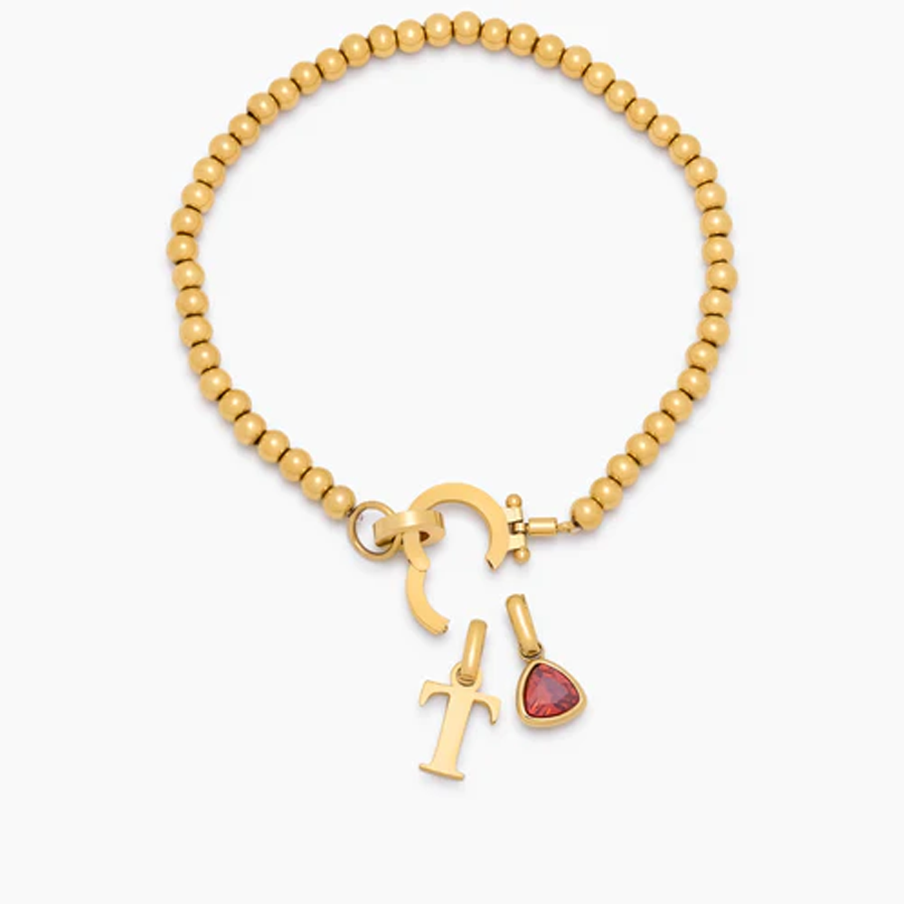 An meine Tochter – Perlenarmband mit Geburtsstein-Charm