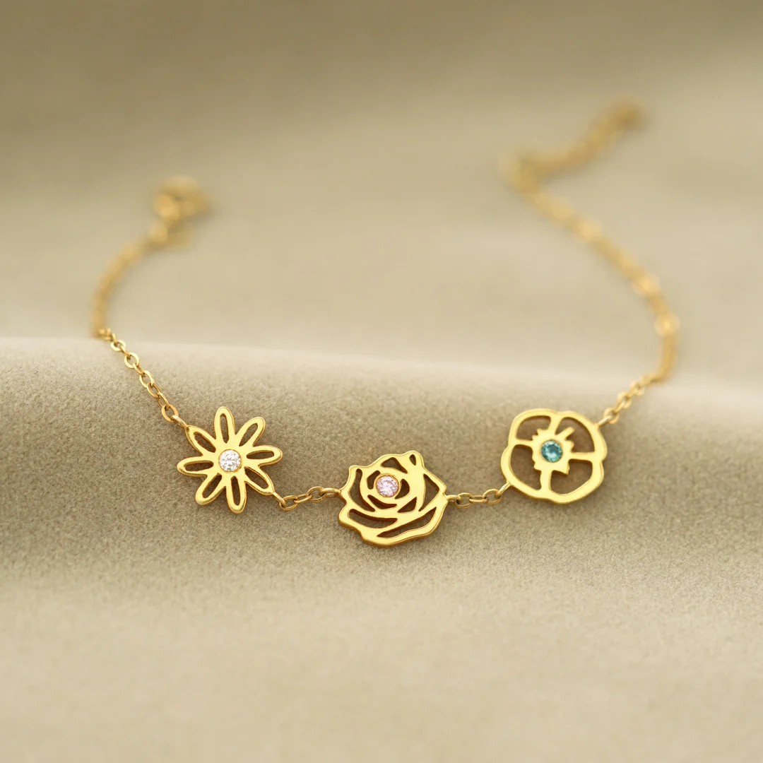 Geburtsblumenarmband - Geschenk für Tochter - Ehefrau - Mama