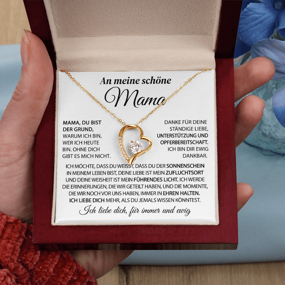 An meine schöne Mama – Der Sonnenschein in meinem Leben – Herz-Halskette