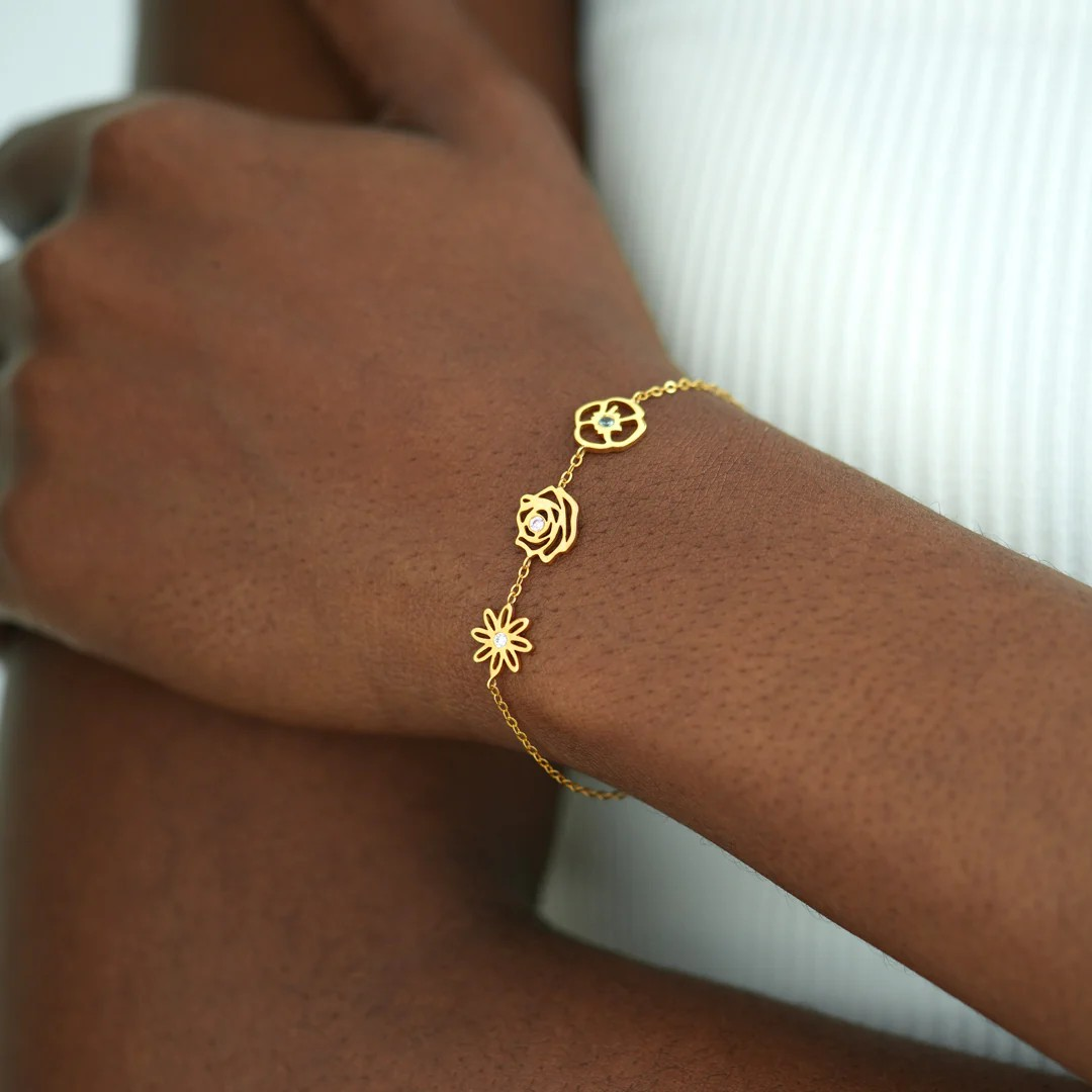 Geburtsblumenarmband - Geschenk für Tochter - Ehefrau - Mama
