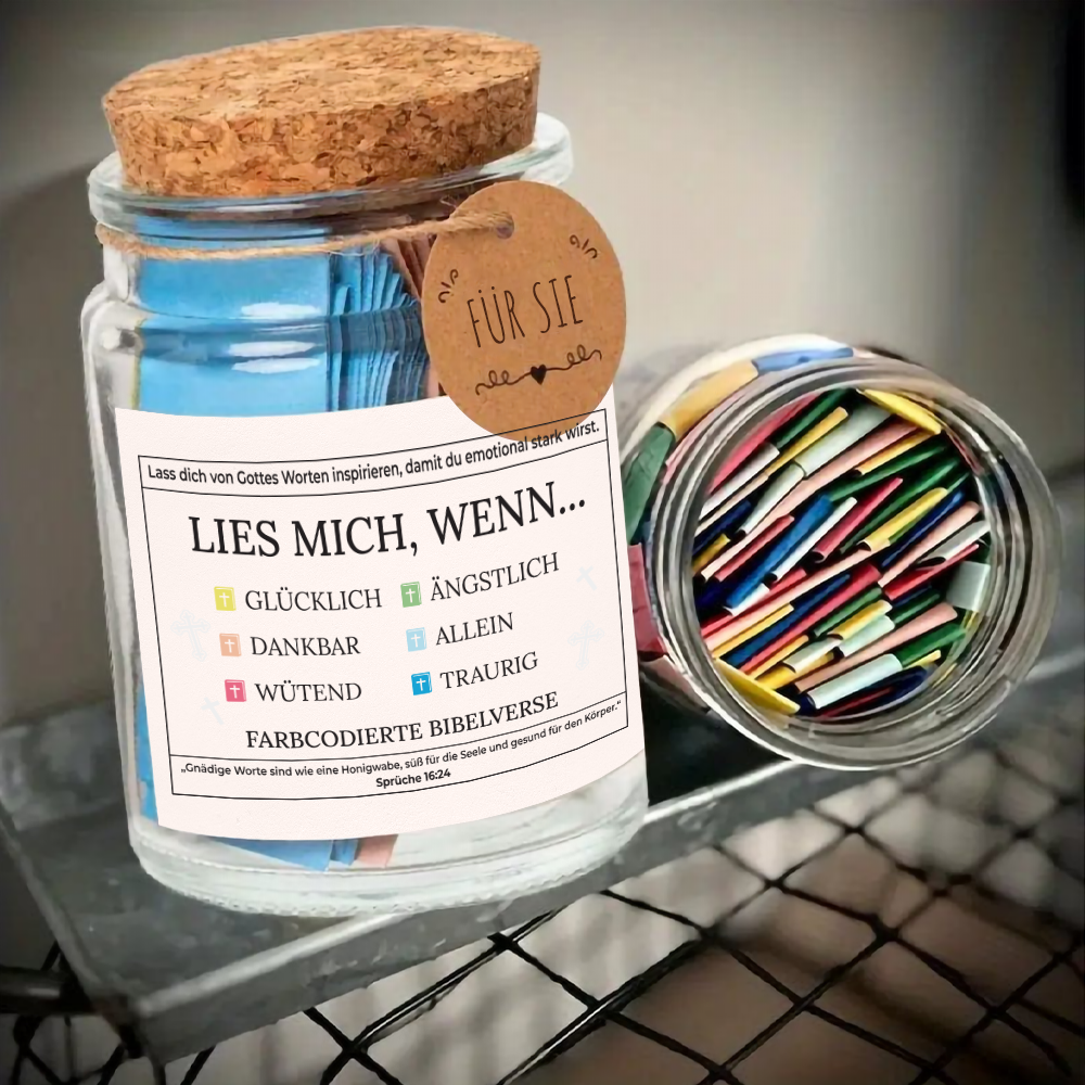 Handgemachtes 90-Tage-Bibelversglas