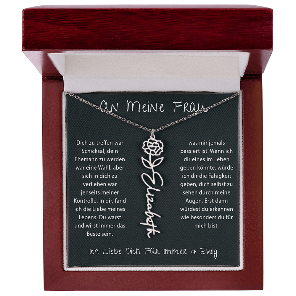 An meine Frau – Geburtsblumen-Namenskette