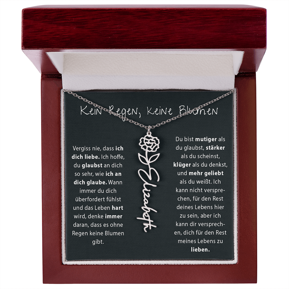 Vergiss nie, dass ich dich liebe – Geburtsblumen-Namenskette
