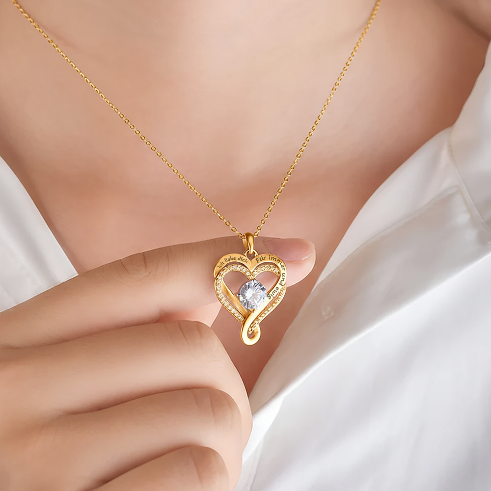 An meine Liebe – Halskette mit ineinander verschlungenen Herzen