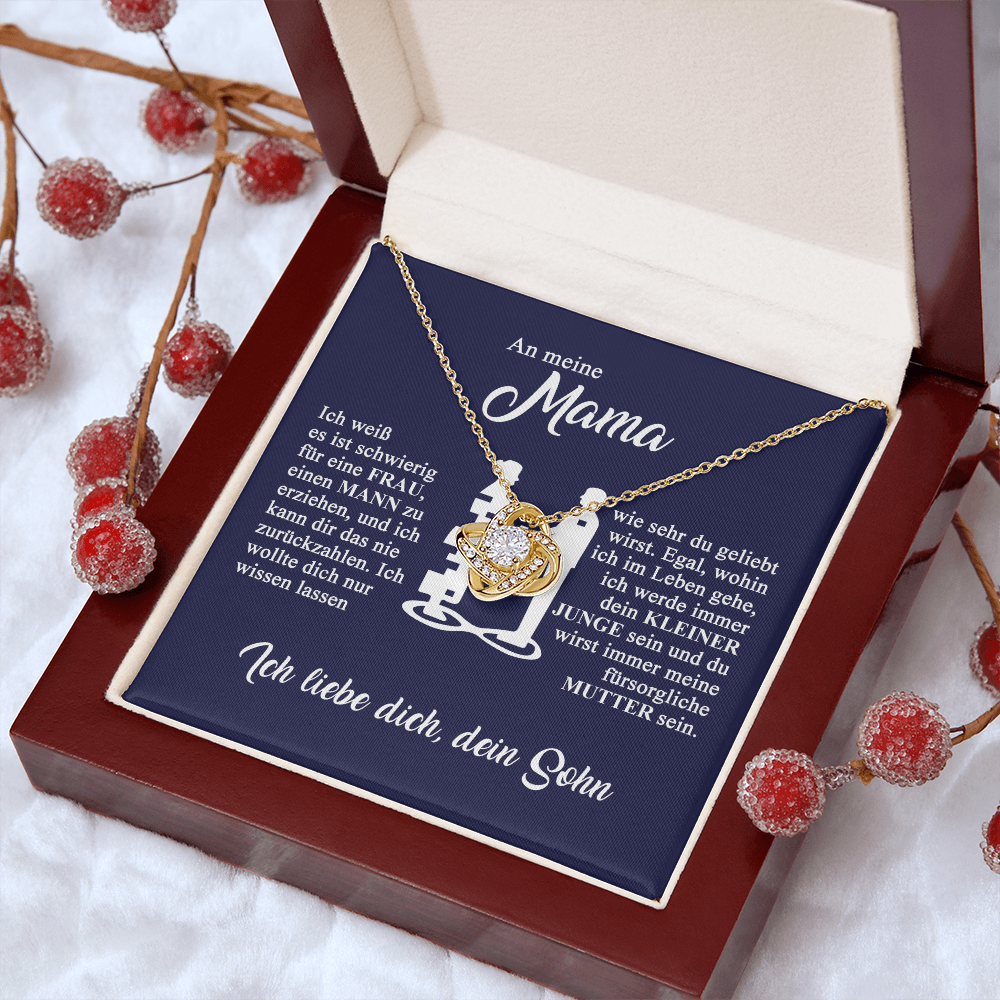 An meine Mama - Ich liebe dich - Knotenkette - Gold