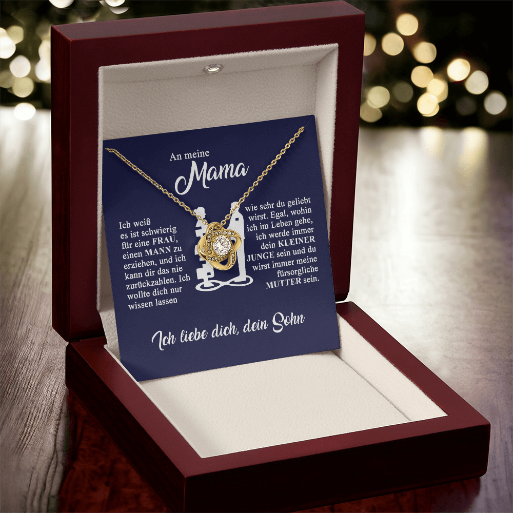 An meine Mama - Ich liebe dich - Knotenkette - Gold