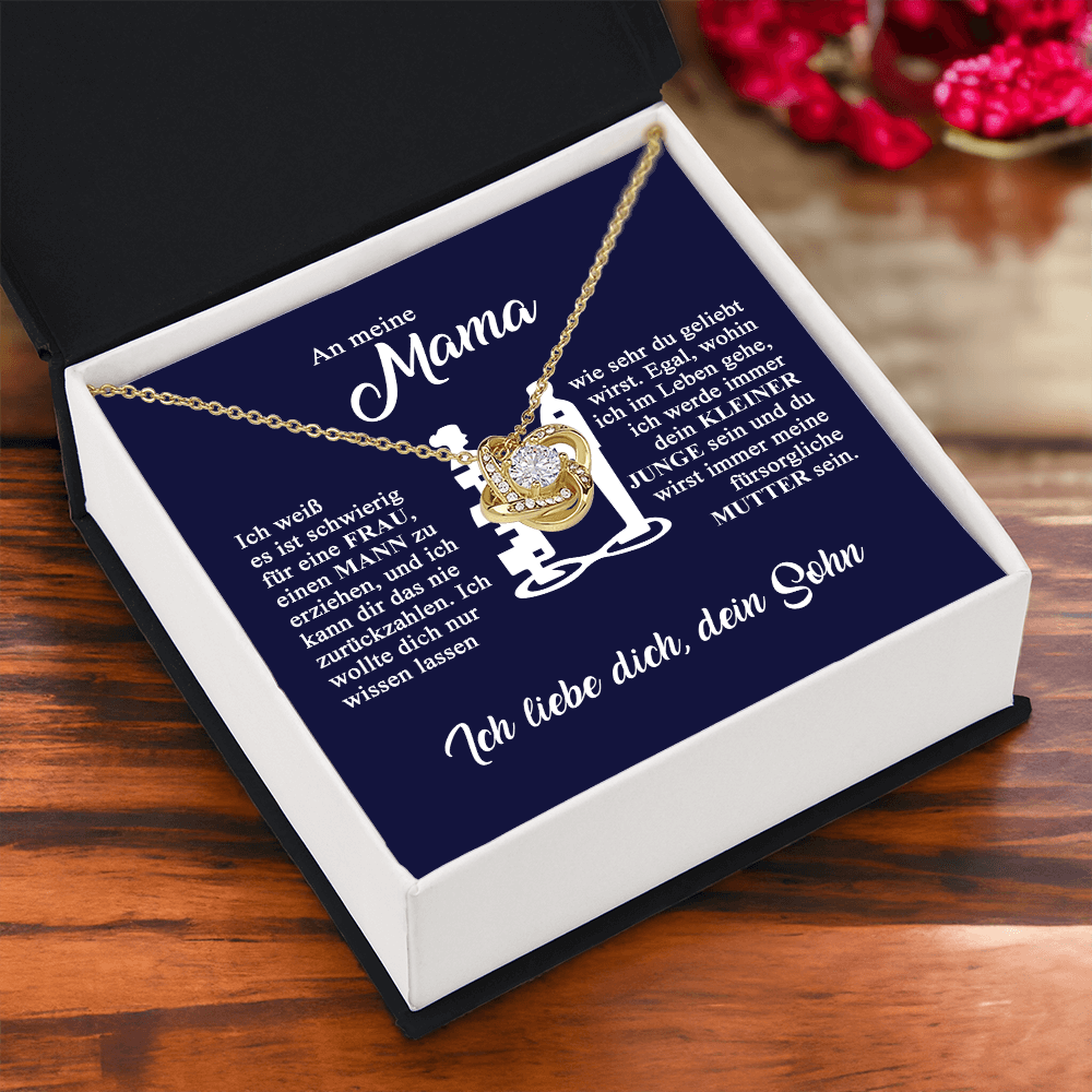 An meine Mama - Ich liebe dich - Knotenkette - Gold
