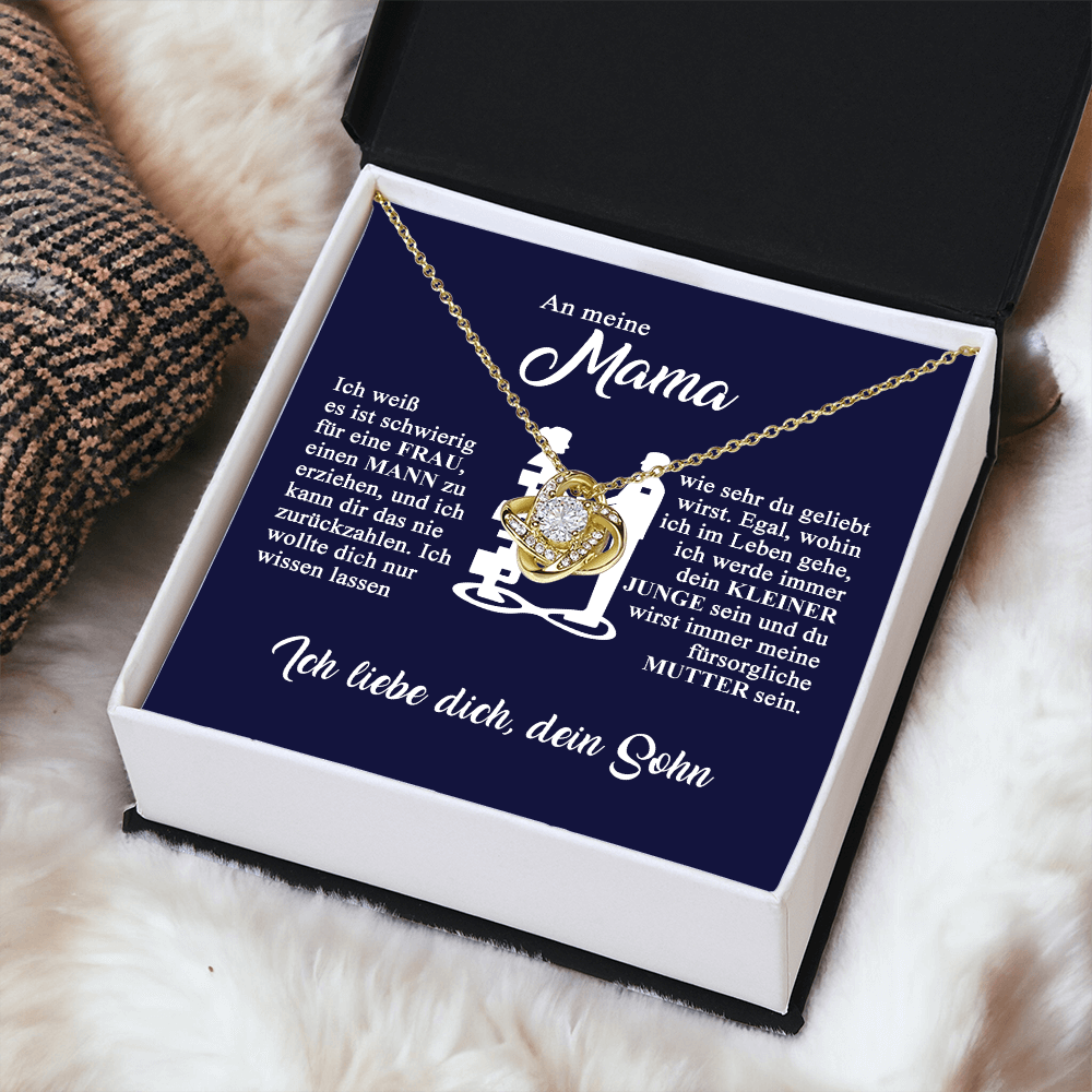 An meine Mama - Ich liebe dich - Knotenkette - Gold