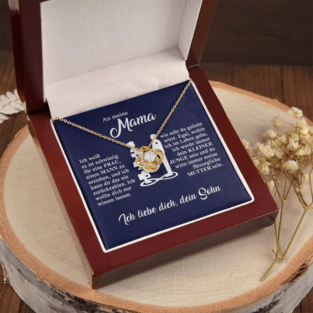 An meine Mama - Ich liebe dich - Knotenkette - Gold