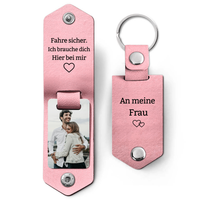 Fahren sicher Schlüsselanhänger - personalisiertes Foto - Rosa