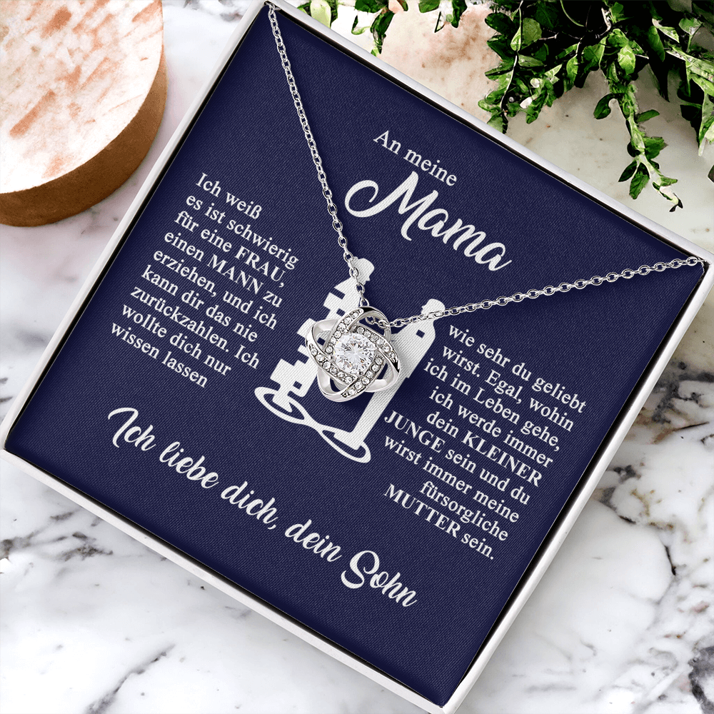 An meine Mama - Ich liebe dich - Knotenkette - Gold